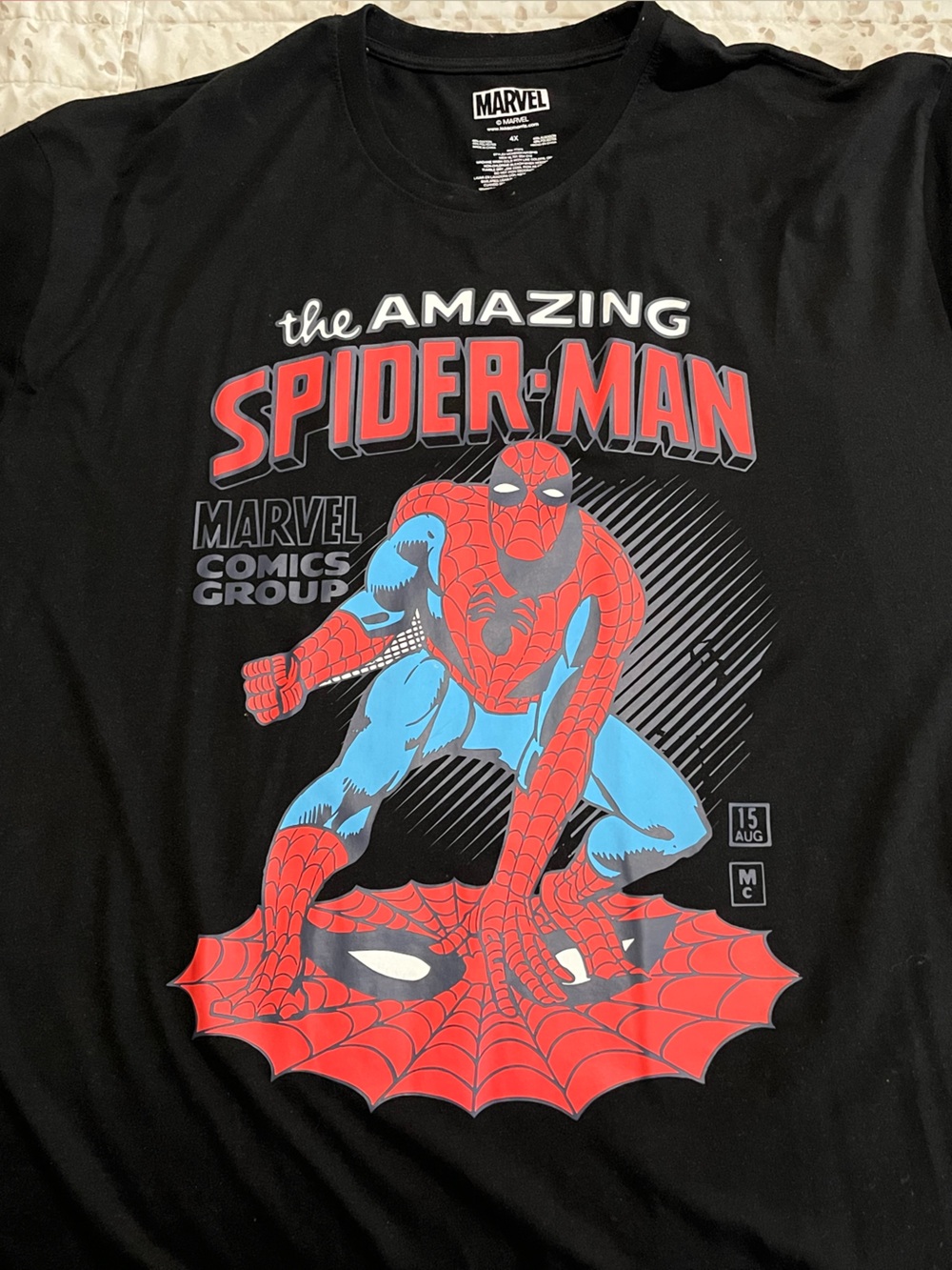 Marvel Black Spider-Man Graphic Tee with Red & Blue Art